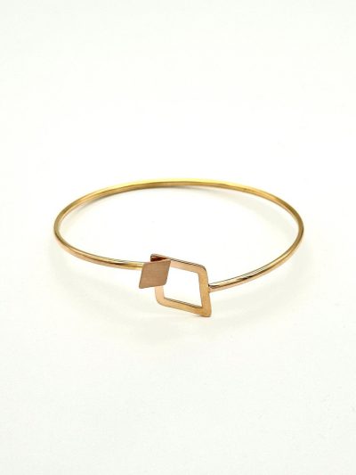دستبند بنگل طلا 3.94 GR زنانه طرح لوزی زرد رنگ