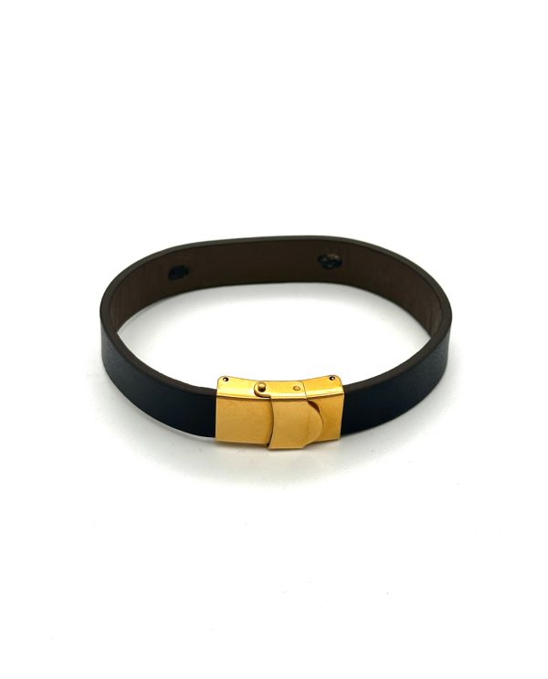 دستبند چرم طلا 0.61 GR زنانه و مردانه قفل مگنتی 01