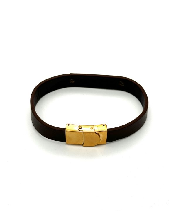 دستبند چرم طلا 0.82 GR زنانه و مردانه قفل مگنتی 03