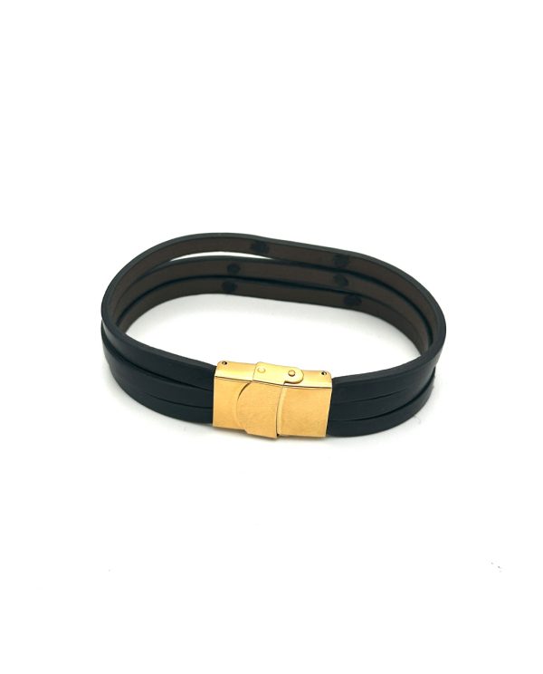 دستبند چرم طلا 0.70 GR زنانه و مردانه قفل مگنتی 06