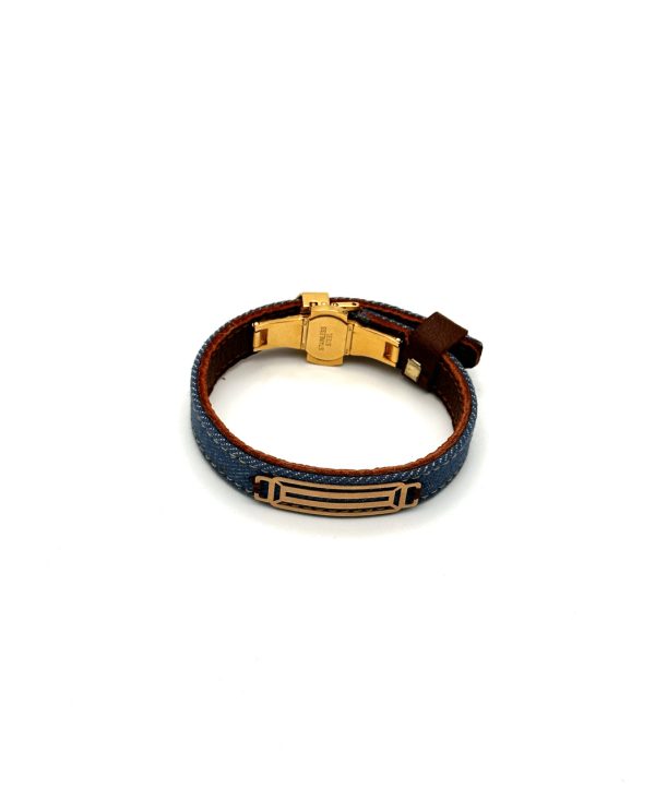 دستبند طلا جین 0.64 GR زنانه و مردانه قفل رولکسی براق 06
